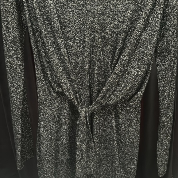 Express size, small black and gray mini dress with a tie front long sleeve - Picture 3 of 5